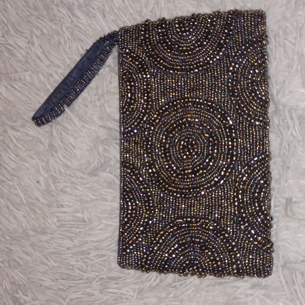 Gray Beaded Clutch